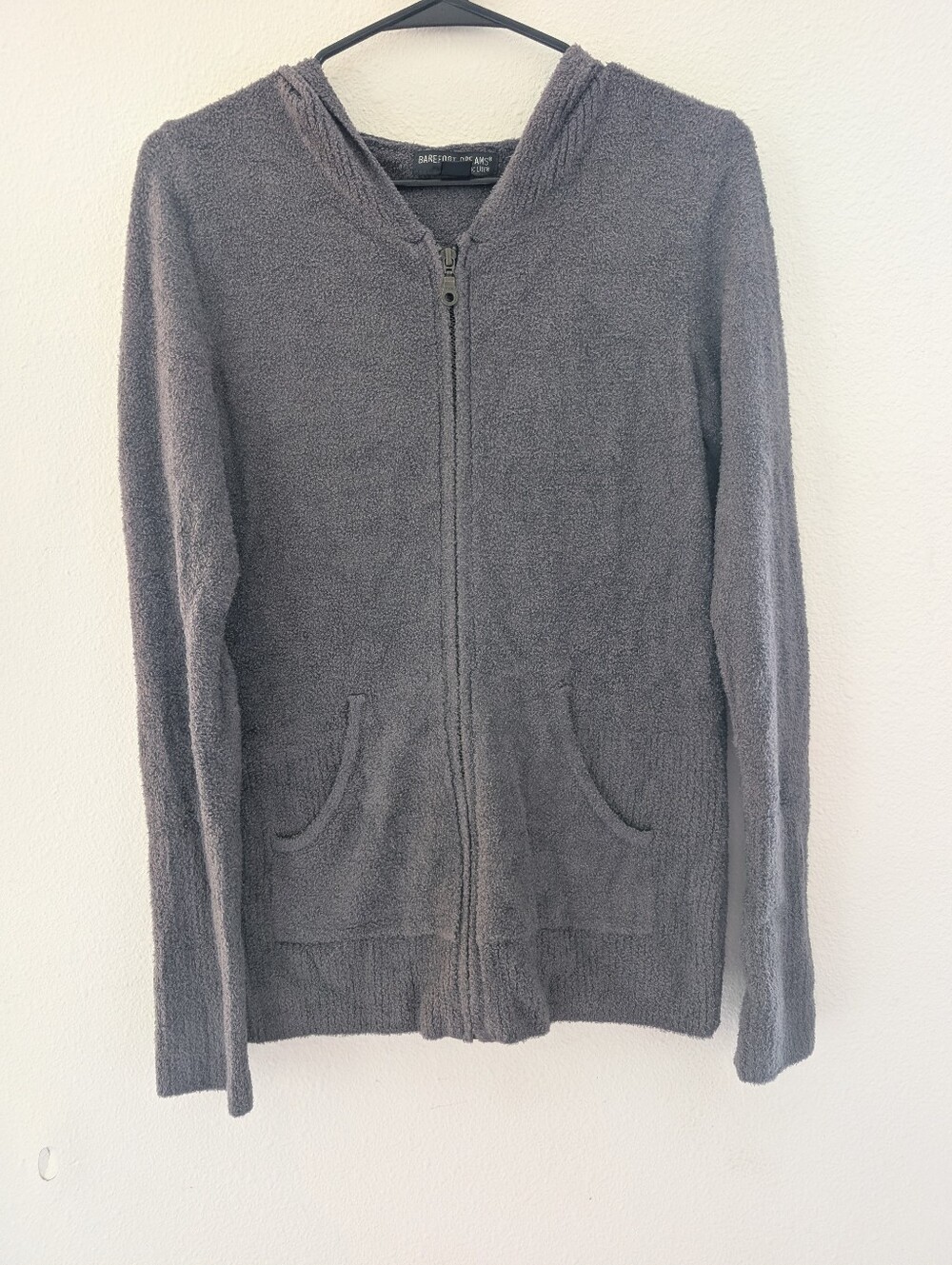 Barefoot Dreams Womens Charcoal Zip-Up Hooded Sweater
